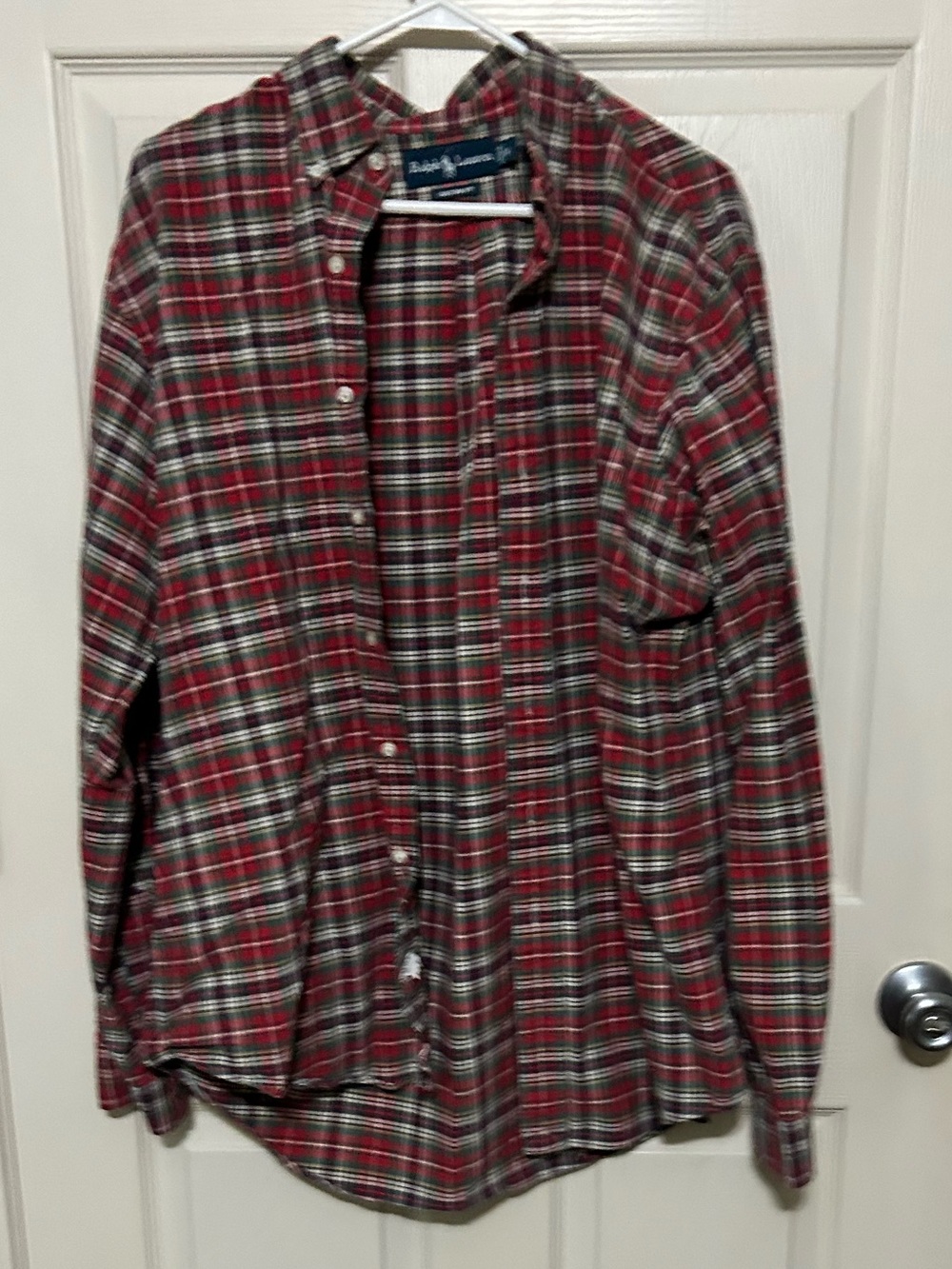 Ralph Lauren Red and Green Plaid Men’s Button-Up Shirt